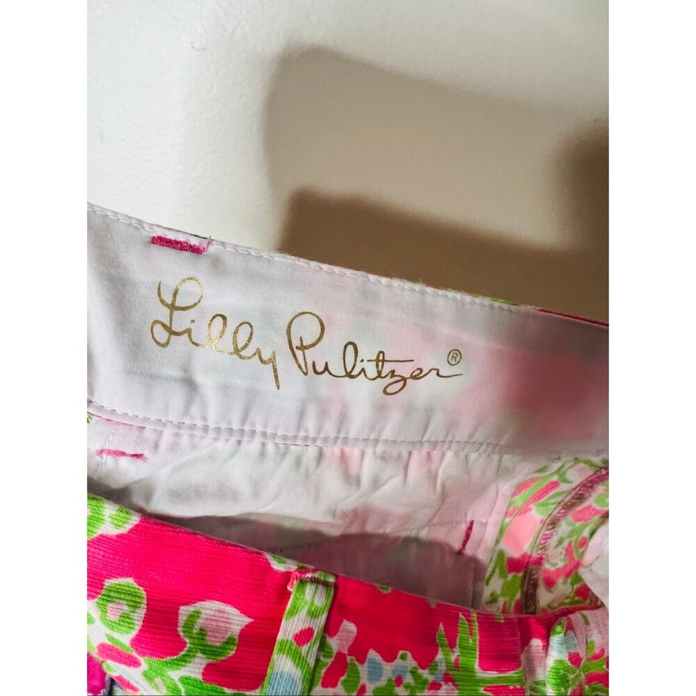 Lilly Pulitzer The Chipper Short Bermuda Shorts Sz 14 Pink Green Southern Charm - Picture 12 of 13